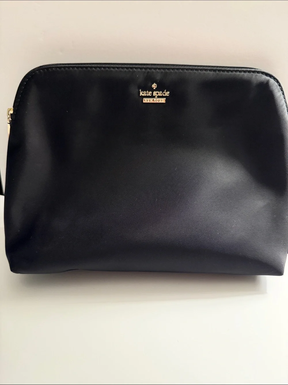 kate spade Black Nylon Travel Toiletry Case with Gold Logo
